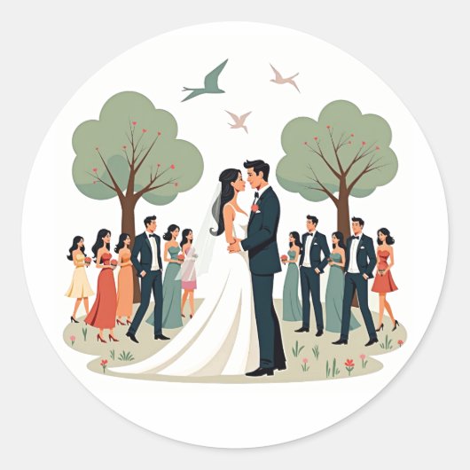 Hochzeitsticker Runder Aufkleber (Vorderseite)