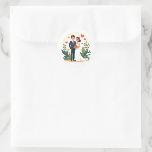 Hochzeitsticker Runder Aufkleber (Tasche)