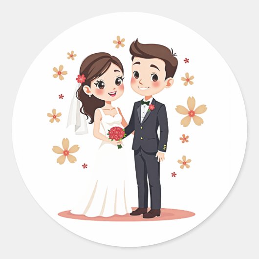 Hochzeitsticker Runder Aufkleber (Vorderseite)