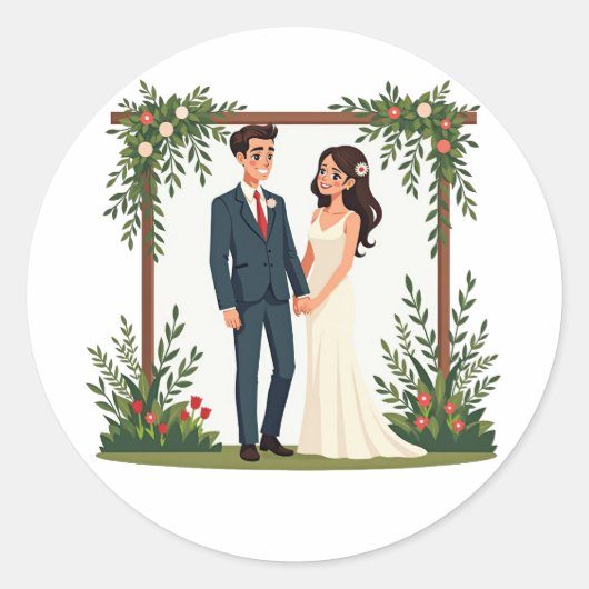 Hochzeitsticker Runder Aufkleber (Vorderseite)
