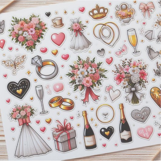 Hochzeitsticker-Set" Aufkleber (Vorderseite)
