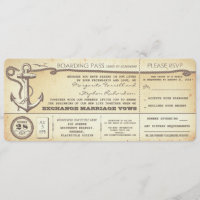 Hochzeitsticket Boarding Vintag mit UAWG