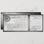 Hochzeitsticket Boarding Vintag mit UAWG Einladung (Vorne/Hinten)