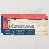 Hochzeitsticket Boarding Vintag mit UAWG Einladung (Vorne/Hinten)