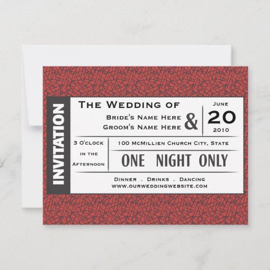 Hochzeitsticket! Einladung (Vorderseite)