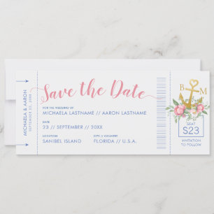 Hochzeitsticket für den nautischen Yachtclub - Sav Save The Date