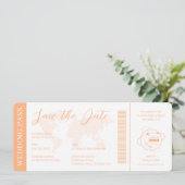 Hochzeitsticket Pass Orange Einladung (Stehend Vorderseite)