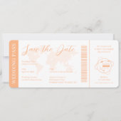 Hochzeitsticket Pass Orange Einladung (Vorderseite)