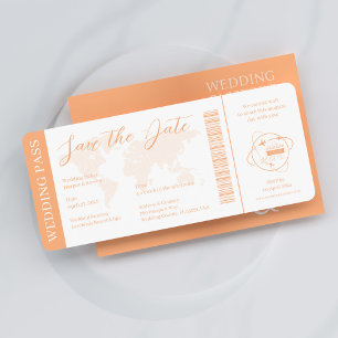 Hochzeitsticket Pass Orange Einladung