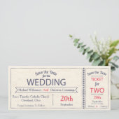 Hochzeitsticket Save The Date Ankündigung (Stehend Vorderseite)