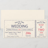 Hochzeitsticket Save The Date Ankündigung (Vorne/Hinten)