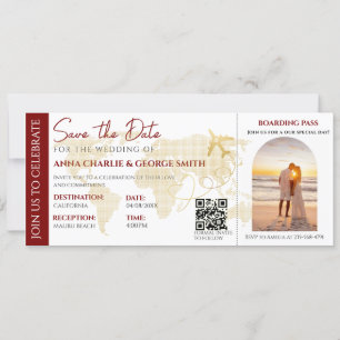 Hochzeitsticket Save The Date mit Foto Einladung