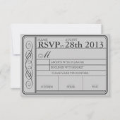 Hochzeitsticket UAWG II Punchout Grau RSVP Karte (Vorderseite)