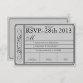Hochzeitsticket UAWG II Punchout Grau RSVP Karte (Vorne/Hinten)