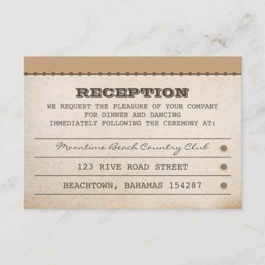 Hochzeitstickets Begleitkarte (Vorderseite)