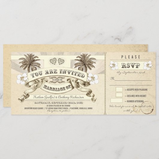 Hochzeitstickets - Einladungen für Hochzeiten am S (Vorne/Hinten)