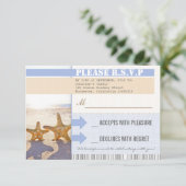 Hochzeitstickets für Strandsterne RSVP Karte (Stehend Vorderseite)