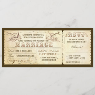 Hochzeitstickets im Vintage-Stil mit Geweih Einladung