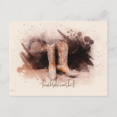 Hochzeitstiefel durch die Wasserfarbe des Holzpfah Postkarte (Vorderseite)