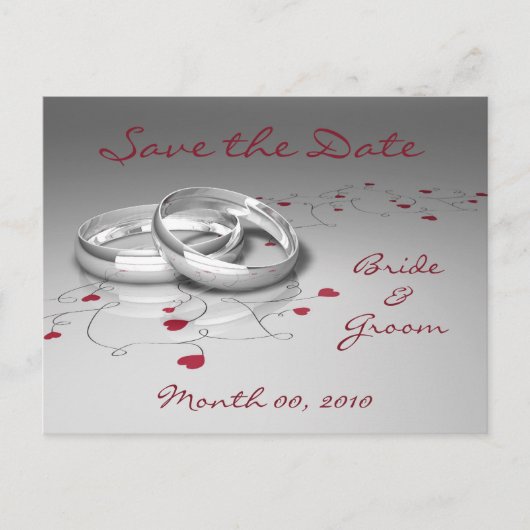 Hochzeitstiefel und Herz-Save the Date-Postkarten Ankündigungspostkarte (Vorderseite)