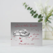 Hochzeitstiefel und Herz-Save the Date-Postkarten Ankündigungspostkarte (Stehend Vorderseite)