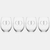 Hochzeitstiefelder Wein Brillen Silberherz Weinglas Ohne Stiel (Hinten)