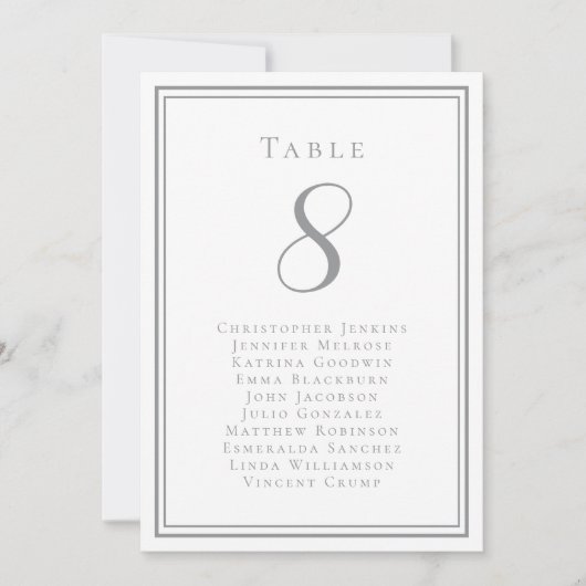 Hochzeitstiefelliste Gastrolle Tischnummer Grau We (Vorderseite)