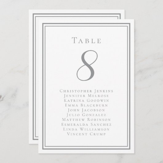 Hochzeitstiefelliste Gastrolle Tischnummer Grau We (Vorne/Hinten)