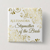 Hochzeitstiefmutter des Goldnamens der Braut Button (Vorderseite)