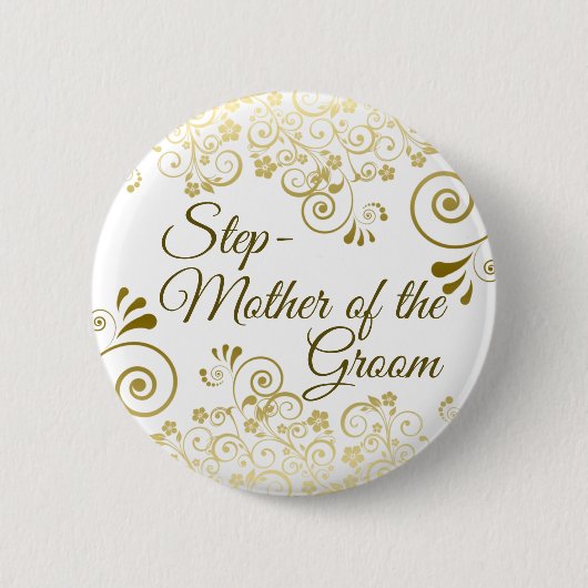 Hochzeitstiefmutter des Groom Gold Filigree Button (Vorderseite)