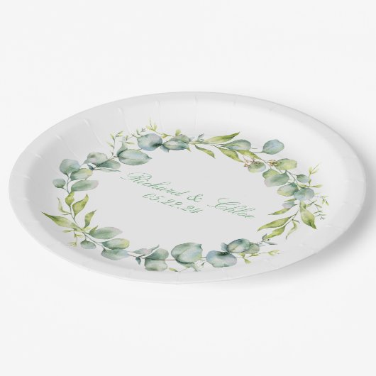 Hochzeitstiefpapier Platte rustikal botanisch Pappteller (Schrägansicht)