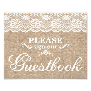 Hochzeitstifte - Burlap & Lace - Gästebuch - Fotodruck