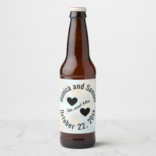 Hochzeitstil mit Datumsnamen Beer Flasche Bierflaschenetikett (Vorderseite)