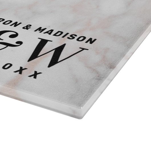 Hochzeitstil-Rose-Gold-Imitate-Marmor Schneidebrett (Ecke)