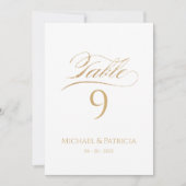 Hochzeitstil-Tischnummer-Goldkalligraphie (Vorderseite)