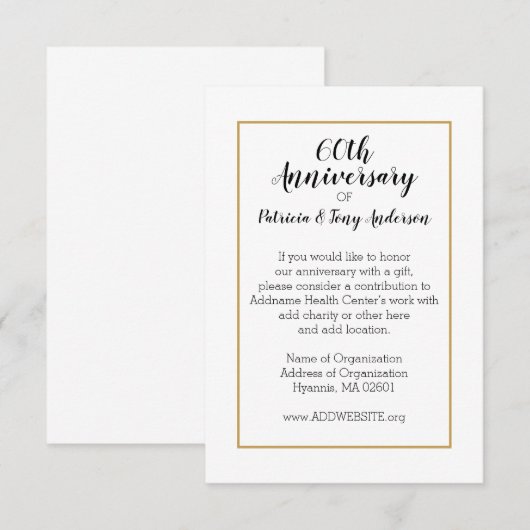 Hochzeitstipendium Begleitkarte (Vorne/Hinten)