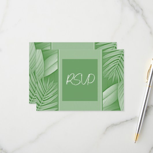 Hochzeitstipendium RSVP Response Card Tropical Gre Karte (Vorderseite/Rückseite Beispiel)