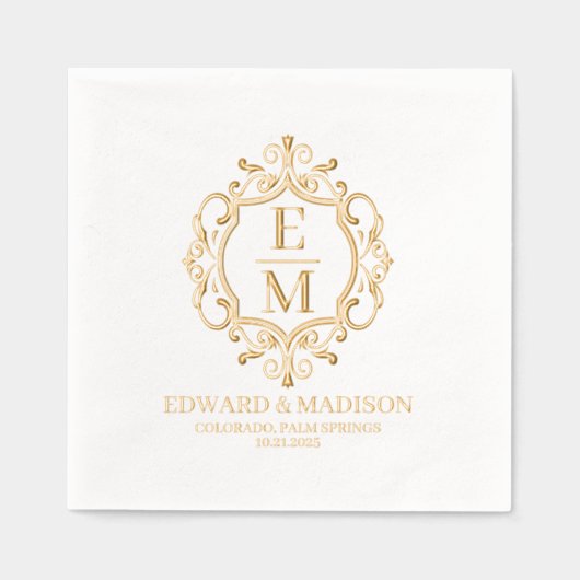 Hochzeitstipps & Wappen Foil Napk Servietten Mit Folie (Vorderseite)