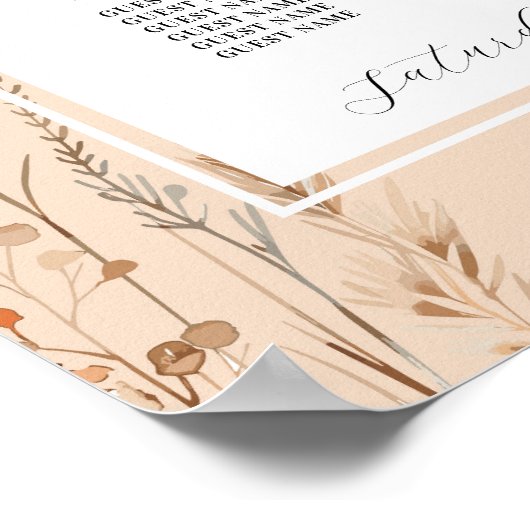 Hochzeitstisch 12 Bohemische Boho Florals Poster (Ecke)