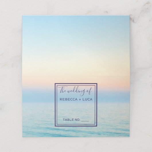 Hochzeitstisch am Sunset Skies Beach Platzkarte (Außenseite Aufgefaltet)
