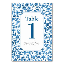 Hochzeitstisch Chintz Blue & White Floral Ditsy Tischnummer