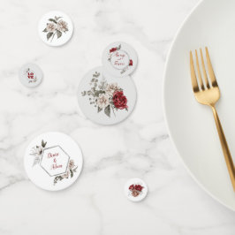 Hochzeitstisch für Burgund, Rose und Weiße Rosen Konfetti