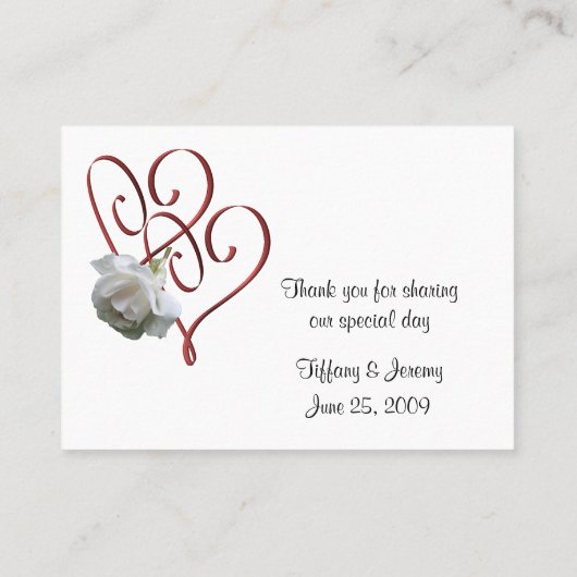 Hochzeitstisch für das Weiße Rosenherz Platzkarte (Rückseite)