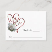 Hochzeitstisch für das Weiße Rosenherz Platzkarte (Vorderseite)