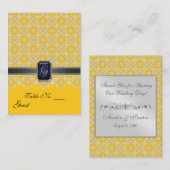 Hochzeitstisch für Gelb und Schwarz - Platzkarte (Vorne/Hinten)