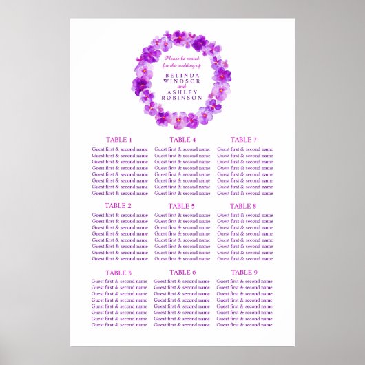 Hochzeitstisch für lila Kranke Poster (Vorne)