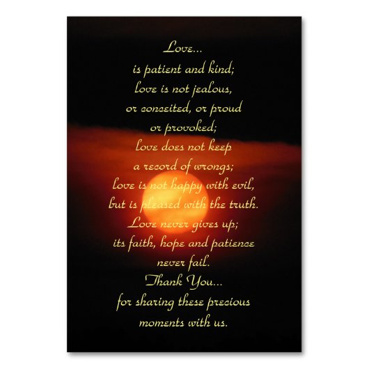 Hochzeitstisch für Vollernte Monde Tischnummer (Rückseite)