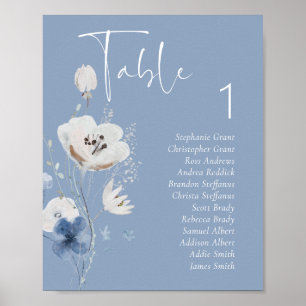 Hochzeitstisch-Hochzeitsdiagramm mit dunkelblauer  Poster