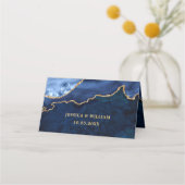 Hochzeitstisch mit moderner Goldnacht Platzkarte (Rückseite)