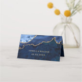 Hochzeitstisch mit moderner Goldnacht Platzkarte (Rückseite)